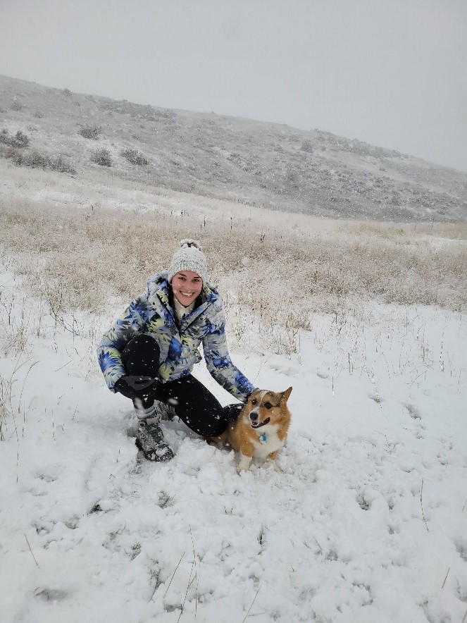 A fun photo of Dr. Christina Schram and her dog