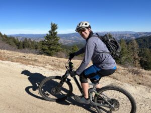 Photo of Dr. Michael Dialogue on a mountain bike.